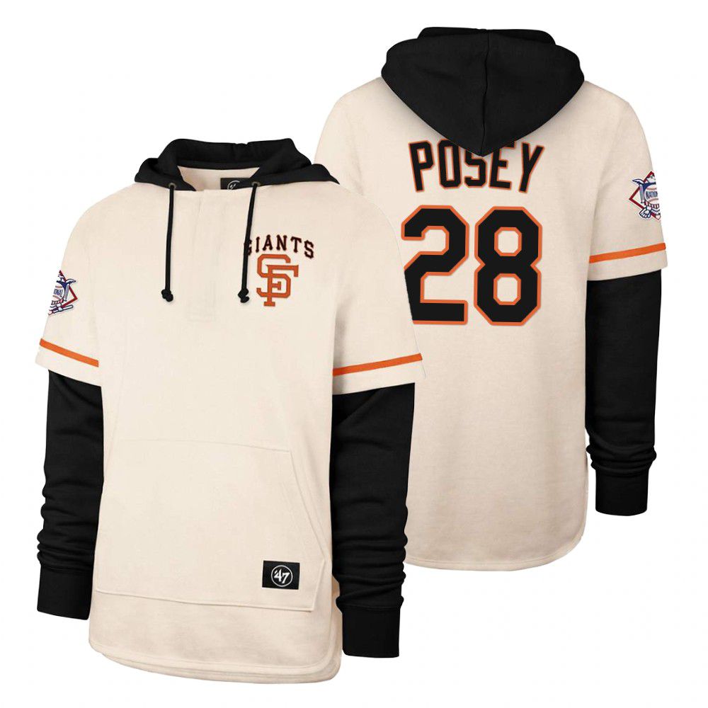 Men San Francisco Giants #28 Posey Cream 2021 Pullover Hoodie MLB Jersey->san francisco giants->MLB Jersey